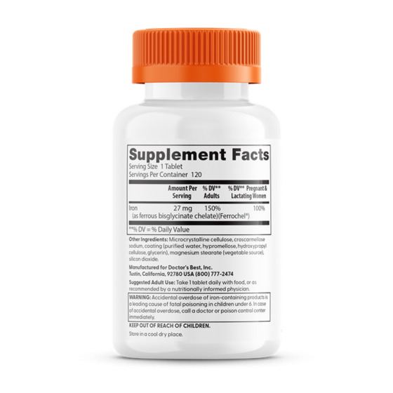 Железо с феррохелем Doctor's Best Iron With Ferrochel 120 таб Киев