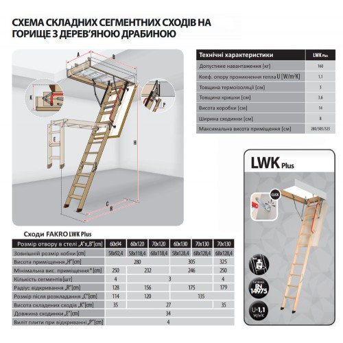 Дерев'яна яні сходи на горище Fakro LWK Plus Київ - фото 10