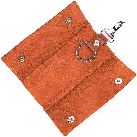 Практичная ключница в глянцевой коже Слава ЗСУ GRANDE PELLE 16720 Светло-коричневая Киев