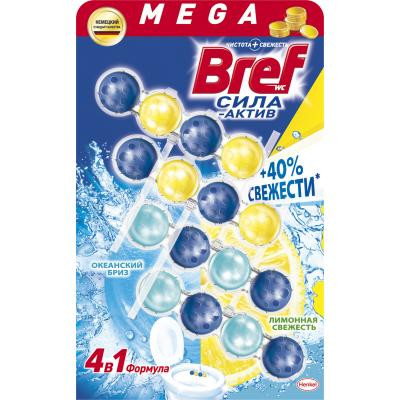 Туалетный блок Bref Сила Актив Лимонная и океанская свежесть 4 шт. (9000101309447/9000101309409) Винница - изображение 1