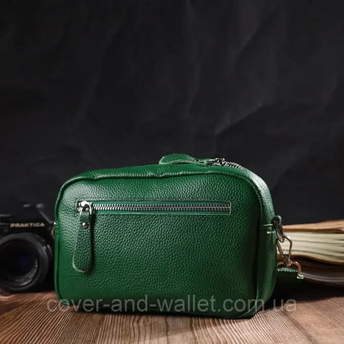 Модная женская сумка кросс-боди из натуральной кожи зеленого цвета Leather Collection Киев - изображение 9