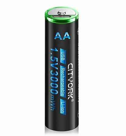 Аккумулятор AA Cityork 1.5v 3000mwh литий-ионный + USB (Черный) Винница