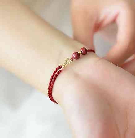 Браслет на удачу с символом бесконечности винного цвета, Регулируемый талисман из шнурка и бусин Киев