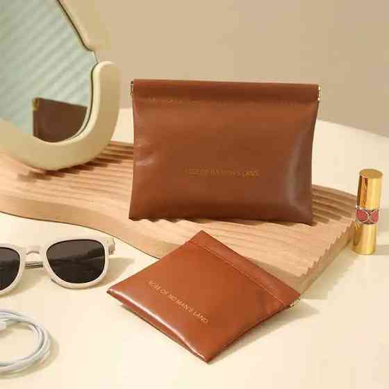 Косметичка для хранения аксессуаров портативная,футляр для мелочей на магнитной клипсе,коричневый Каменец-Подольский