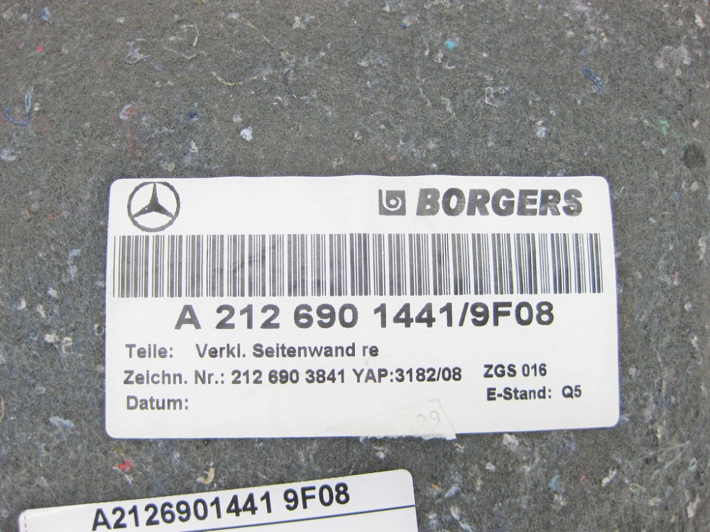 Mercedes-Benz  A2126901441 9F08 Обшивка багажника права чорна E-Class W212 Одесса - изображение 8