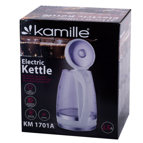 Електрочайник 1,5л з синім LED-підсвічуванням 1701A KAMILLE Житомир - изображение 9