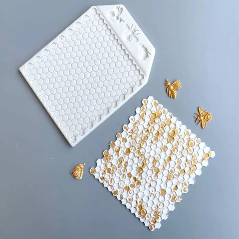 Молд силиконовый Пчела и соты 13 на 17 см серый Киев - изображение 3