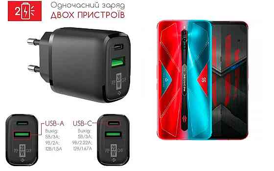 Сетевое зарядное устройство для nubia Red Magic 5S, 20W 3A, Quick Charge 3.0 Киев