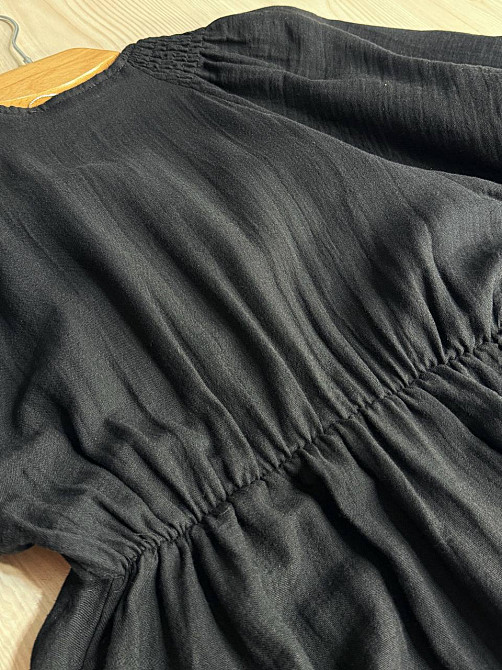 Платье женское MIX RAY 4196 длинное с разрезом узел на груди из муслина черное, черный, S Киев - изображение 10