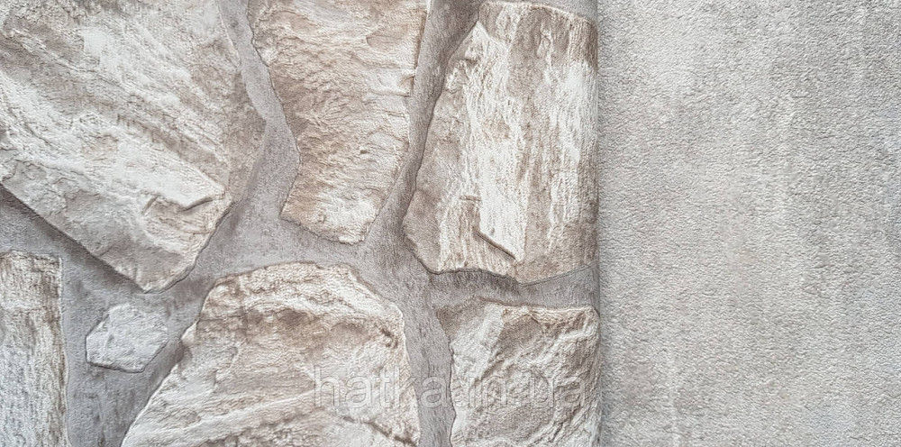 Обои виниловые на флизелине AdaWall Roka 1.06х10 под камень бут структурные серые бежевые  23114-1 Киев - изображение 3