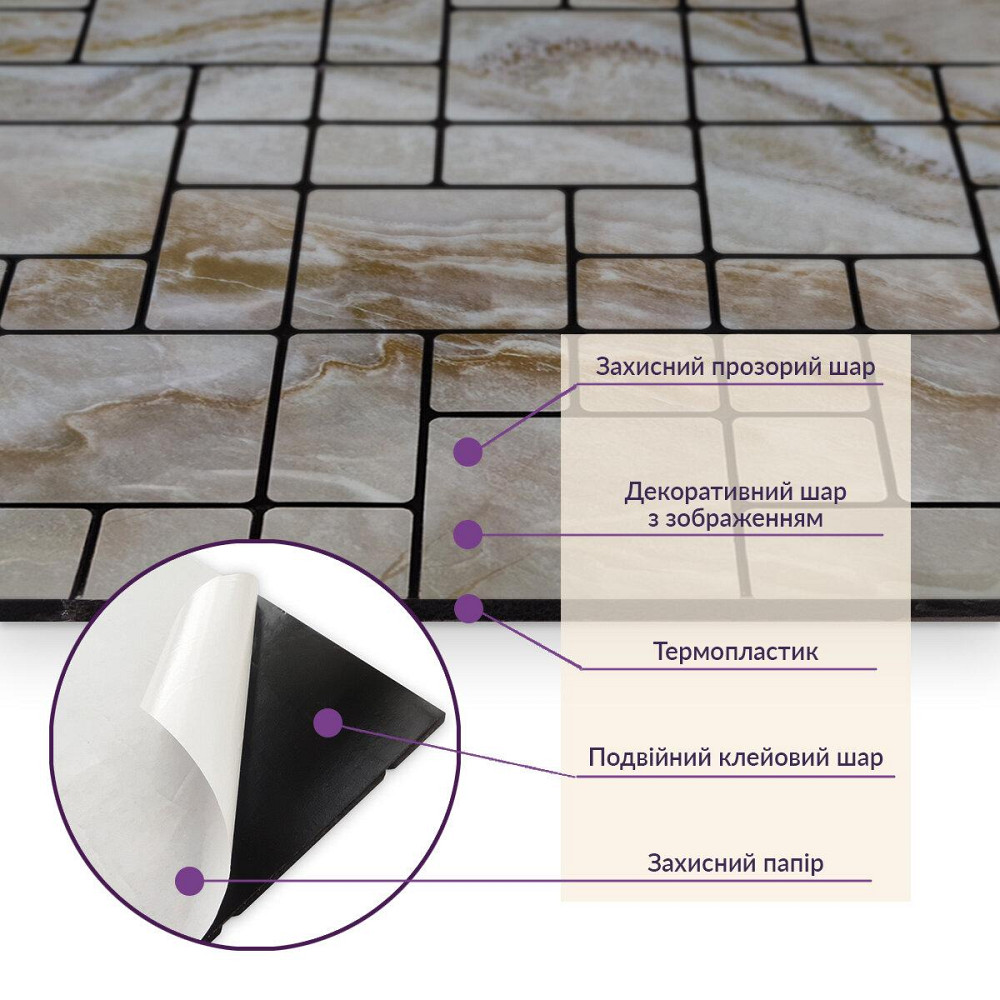 Самоклеящаяся мозаика из ПЭТ, 30х30 см Киев - изображение 5