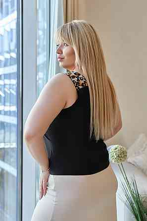 Жіноча майка з принтом Jessa 50-52, Черный Киев