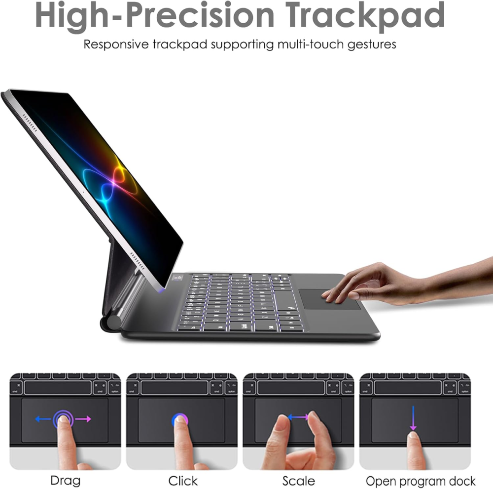 Чехол-клавиатура TECHGEAR для Samsung Galaxy Tab S10+/S9+/S9 FE+/S8+/S7+/S7 FE 12.4