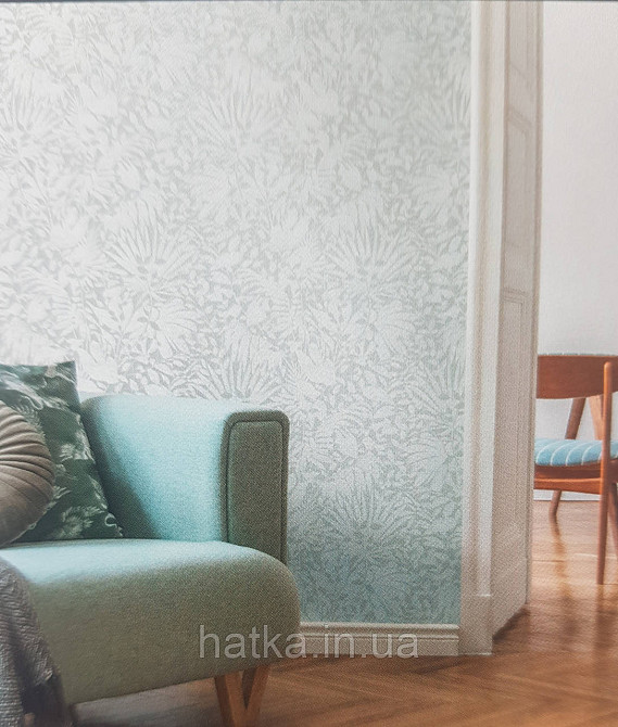 Шпалери вінілові на флізеліні AS creation The Bos 0.53х10 листя папороті монстери банана білі на сірому Київ - фото 1