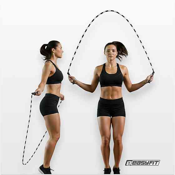 Бісерна скакалка EasyFit FreeRope 2,7 м (чорно-біла) Коломия