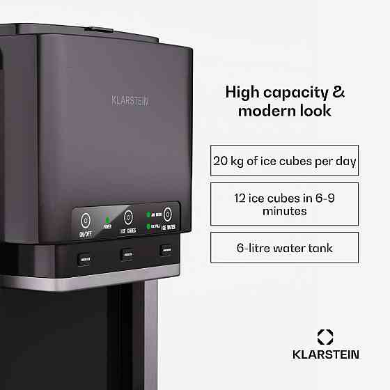 Ледогенератор Klarstein ArcticBlend 3-в-1, 20 кг/сутки, 6 л, 12 шт при 6-9 мин, колотой лёд, вода Киев
