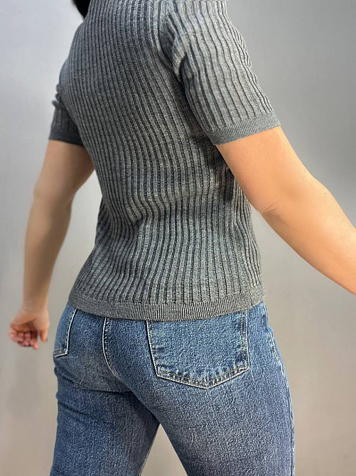 Реглан женский KARON 10624 ажурная вязкая полоса лапша короткий полупрозрачный рукав one size, серый, one size Киев - изображение 7