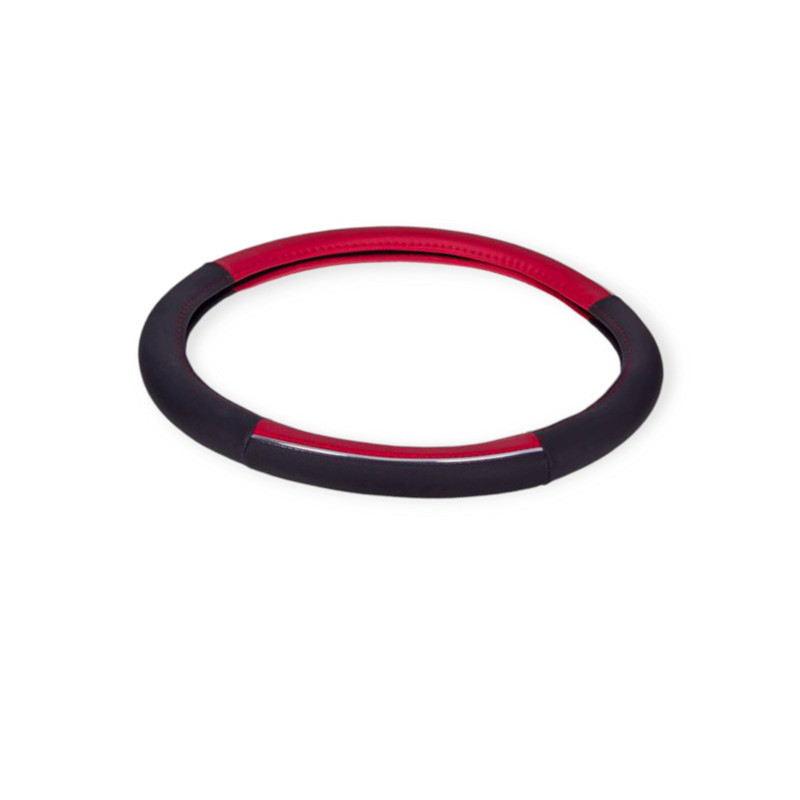 Чохол l шкірозамінник (39 - 41 см) чорний перфор., 2 червоні вставки керма Мукачево - фото 1