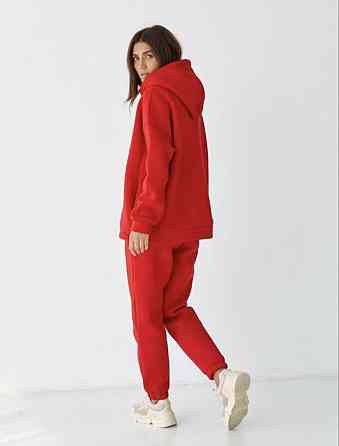 Женский спортивный теплый костюм на флисе батал Красный 4XL/5XL Харьков