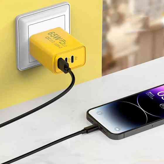 Адаптер для заряджання 65W, 1xUSB 2хType-C / Швидкий блок зарядки / Зарядка для телефону / Зарядний блок Київ