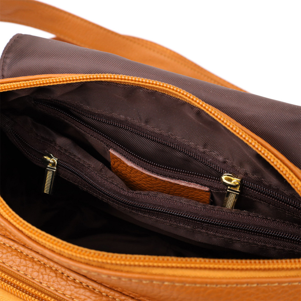 Вместительная повседневная сумка из натуральной кожи для женщин Vintage 22968 Рыжий Киев - изображение 8