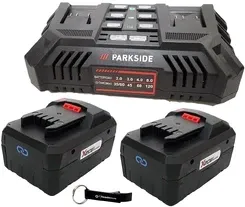 Zestaw HEADNMORE® - podwójna ładowarka PARKSIDE® 20V PDSLG 20 + 2x inteligentny Акумулятор 8 Ah breloczek Київ