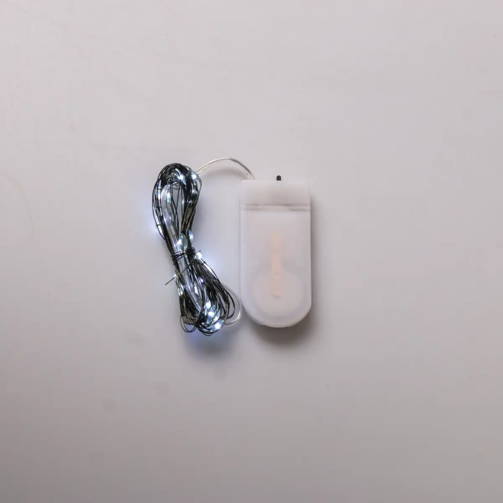 Світлодіодна гірлянда Роса 3 метри на батарейках 30 led нитка на зеленому дроті біла 30L3MGW Київ - фото 7