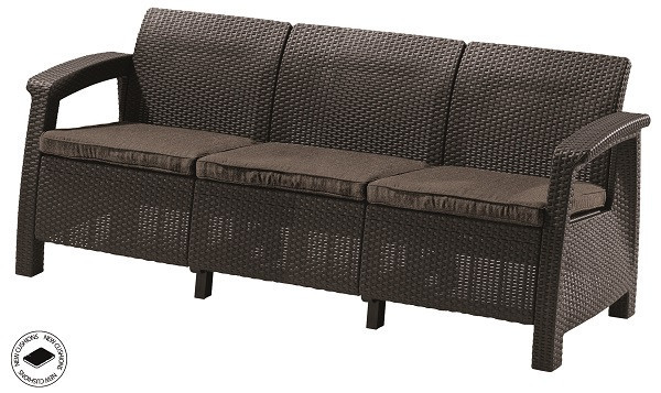 Софа садова пластикова Keter Corfu love seat max, коричнева Київ - фото 2