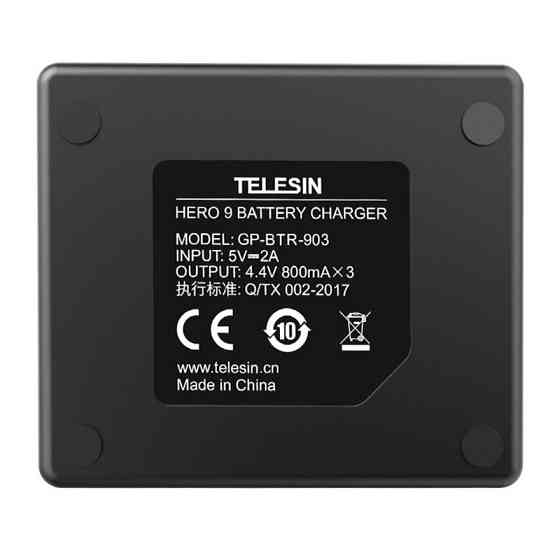 Зарядное TELESIN GP-BCG-902 для 3-х аккумуляторов с АКБ GP-BTR-901 для Hero 9/10/11 Днепр
