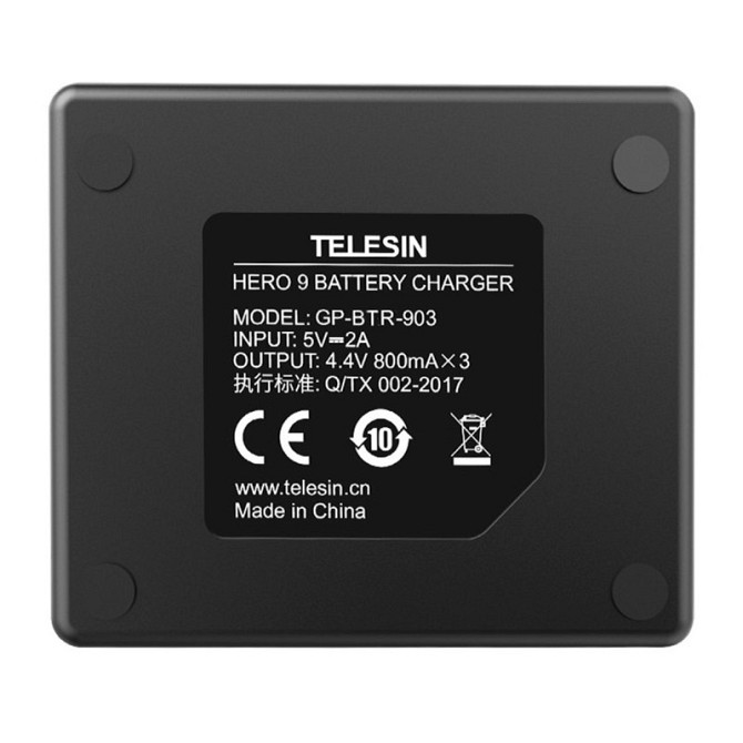 Зарядное TELESIN GP-BCG-902 для 3-х аккумуляторов с АКБ GP-BTR-901 для Hero 9/10/11 Днепр - изображение 4
