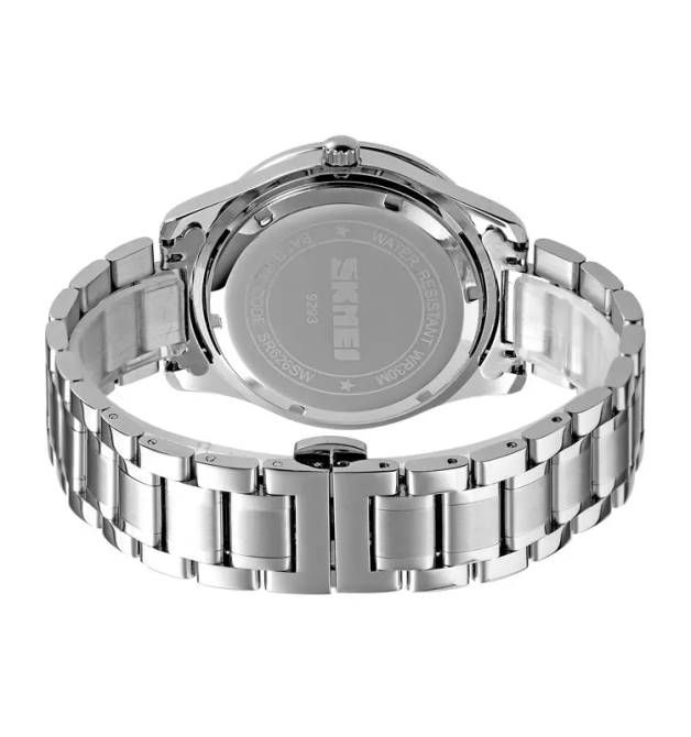 Чоловічий наручний класичний годинник Skmei 9293 (Сріблястий з чорним циферблатом) Київ - фото 7