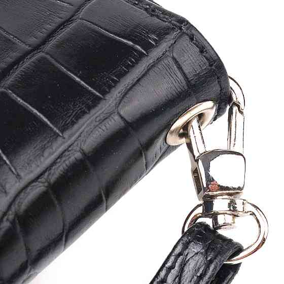 Горизонтальний гаманець для жінок з натуральної фактурної шкіри під крокодила CANPELLINI 21623 Чорний Київ