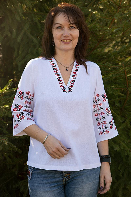 Вишиванка жіноча, біла лляна (лен) топ 44/46 Київ - фото 1