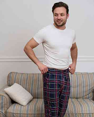 Чоловічі піжамні штани — бордово-синя карта Tom John 2006Ш XL Київ