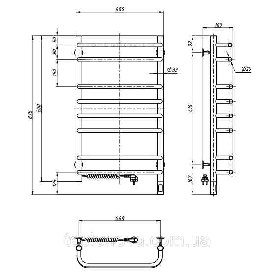 Сушарка для рушників Симфонія 480х800 Sensor ліва з таймером Чернівці