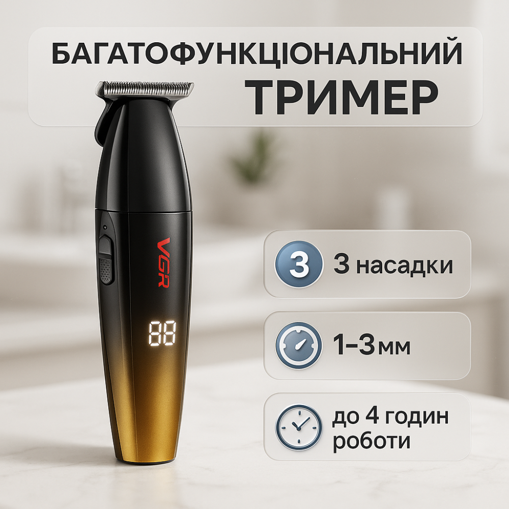 Машинка для стрижки волос беспроводная VGR V-906, Машинка для стрижки волос с длинной зарядкой RX-19 Львов - изображение 18