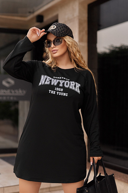 Спортивна трикотажна сукня з написом "Freedom" | Норма і батал Чорний, 42-44 Київ - фото 2