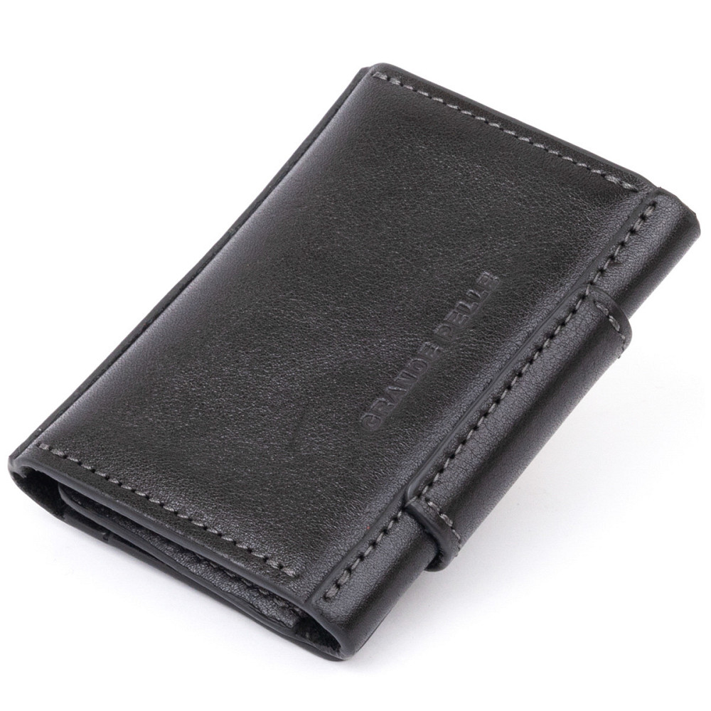 Візитниця для карток глянцева з натуральної шкіри Чорна (GRANDE PELLE) Київ - фото 6