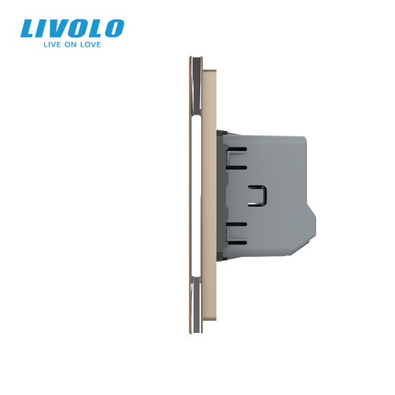 Сенсорний прохідний/перехресний вимикач 4 сенсора (2-2) Livolo золото скло (VL-C702S/C702S-13) Коломыя