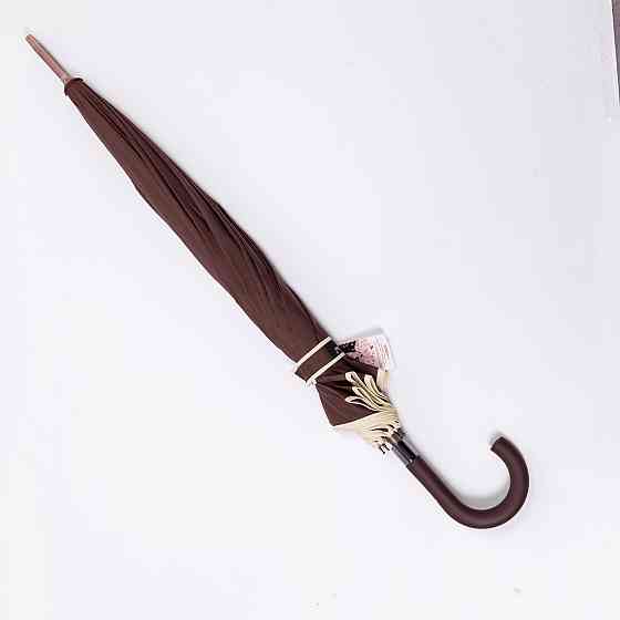 Класична парасолька-тростина з чохлом напівавтомат з поліестеру міцна надійна 12 спиць діаметр 120 см Коричневий HP-23-16BR Київ