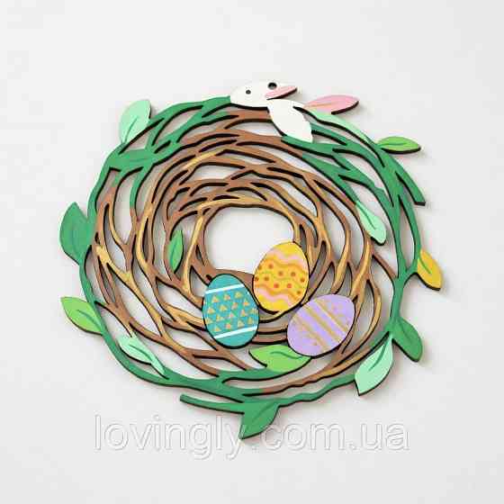 Пасхальный веночек для раскрашивания фанера 15×15 см детское творчество Ирпень