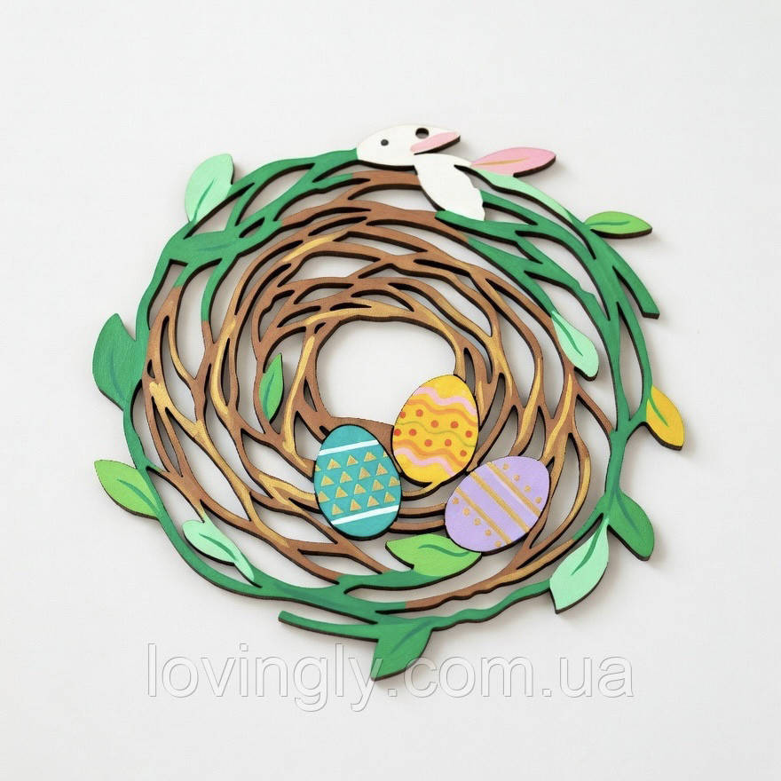 Пасхальный веночек для раскрашивания фанера 15×15 см детское творчество Ирпень - изображение 1
