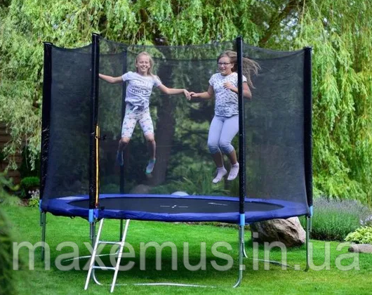 Батут детский Atleto 312 см с защитной сеткой и лестницей батут для детей садовый батут синий Мостиська