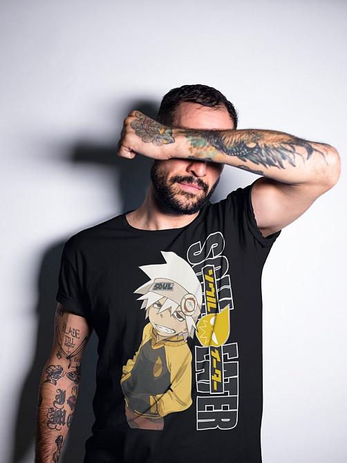 Футболка з аніме принтом Соул Еатер Еванс Аніме оверсайз (S/M/L) Чорний AnimeJ0550 Дніпро - фото 1