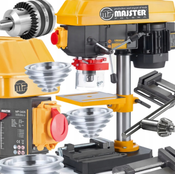 Свердлильний верстат з індукційним колонним столом 1700Вт + регульовані тисці Majster Polska MP-0435 (Польща) Київ
