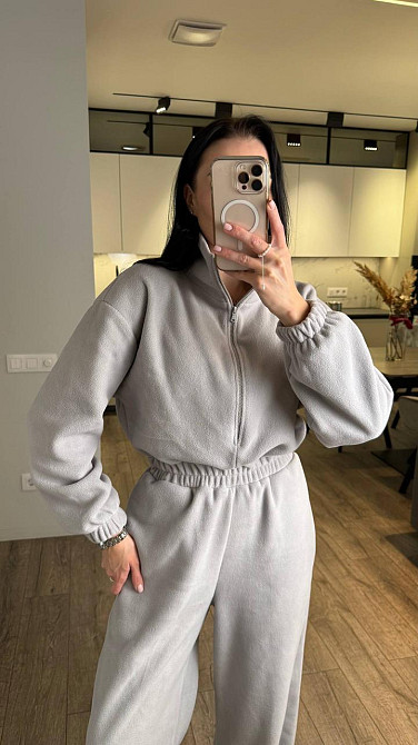 Жіночий повсякденний теплий комбінезон із флісу Сірий Одеса - фото 5