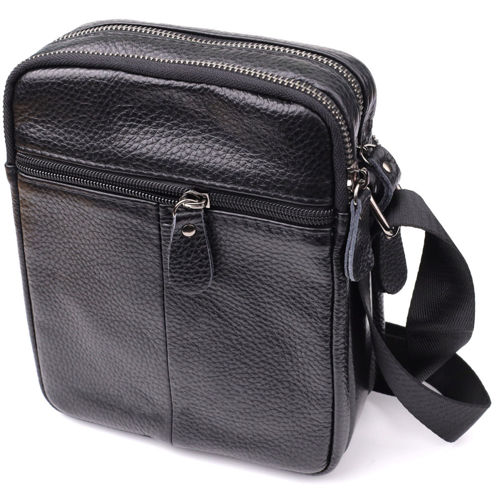 Мужская сумка на плечо из натуральной кожи Черный (Vintage) Киев - изображение 6