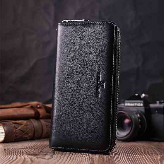 Универсальный кошелек-клатч на одно отделение из натуральной кожи ST Leather 22559 Черный Киев