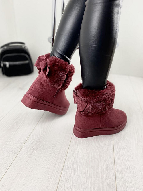 Черевики жіночі A02 бордові еко-замша з утеплювачем висота 16 см платформа 4/9 см (4259) Коломия - фото 8