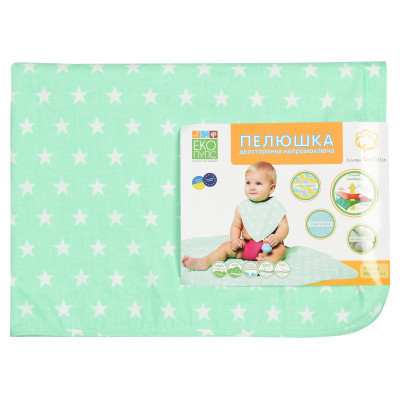 Пеленки для младенцев Еко Пупс Eco Cotton непромокаемая двухсторонняя 65 х 90 см ментол Звездочки (EPG10N-6590zk) Винница - изображение 4